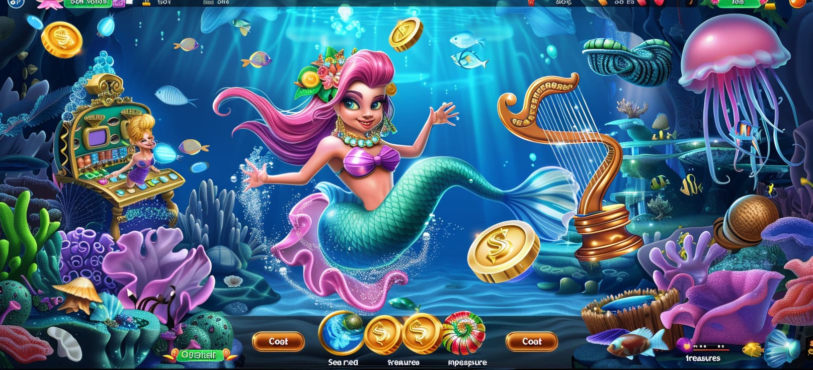 Caça-níqueis de sereia online com tesouros do mar no 63vip cassino